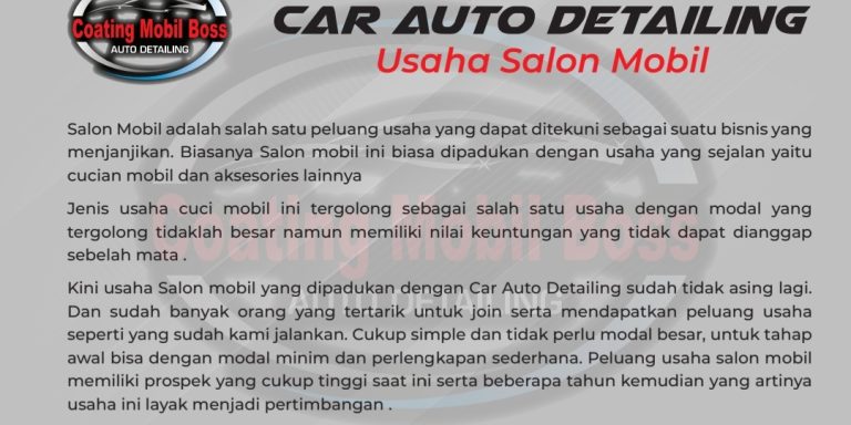 Paket Bisnis Usaha Salon Mobil - Coating Mobil Jakarta Barat